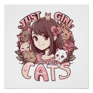 Poster juste une fille qui aime les chats
