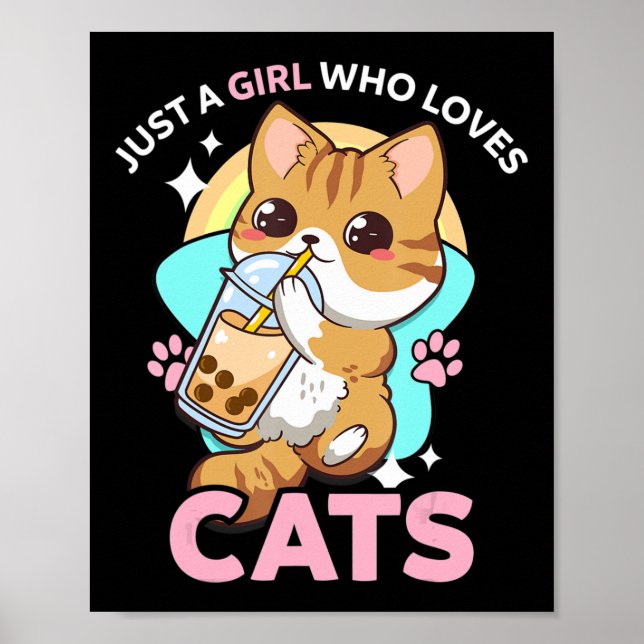 Poster Juste Une Fille Qui Aime Les Chats Boba Bubble Mil (Devant)