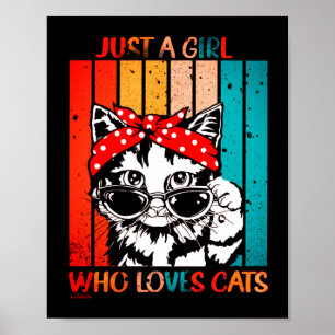 Poster JUSTE UNE FILLE QUI AIME LES CHATS drôle chat mign