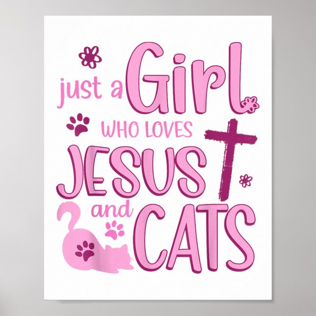 Poster Juste Une Fille Qui Aime Les Chats Et Jésus Animal (Devant)