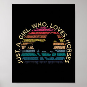 Poster Juste Une Fille Qui Aime Les Chevaux Retro Vintage