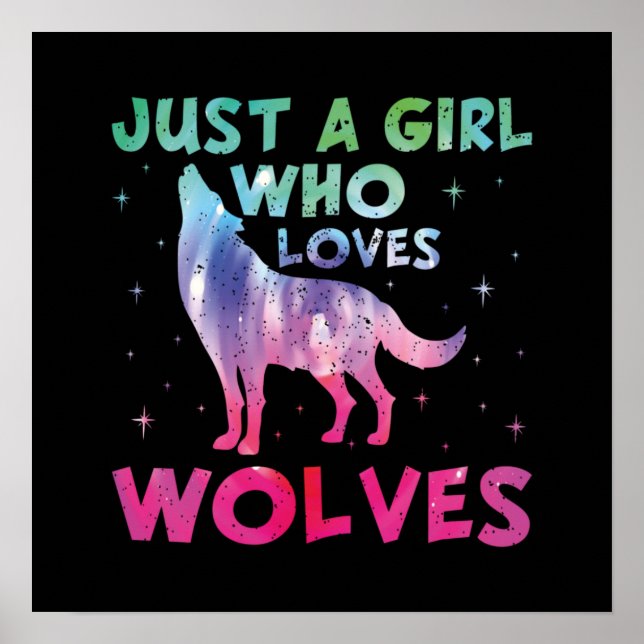 Poster Juste une fille qui aime les loups aquarelle (Devant)