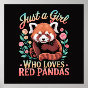 Poster Juste Une Fille Qui Aime Les Pandas Rouges