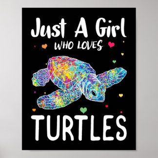Poster Juste une fille qui aime les tortues Aquarelle Océ