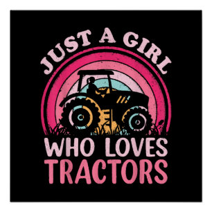 Poster Juste Une Fille Qui Aime Les Tracteurs