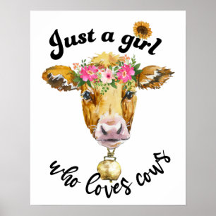 Poster Juste une fille qui aime les vaches mignonne vache