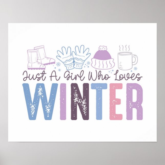 Poster Juste une fille qui aime l'hiver mignonne design s (Devant)