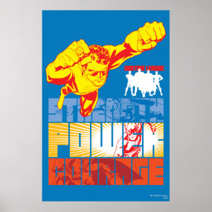Poster Justice League Strength. Le pouvoir. Courage. Cara
