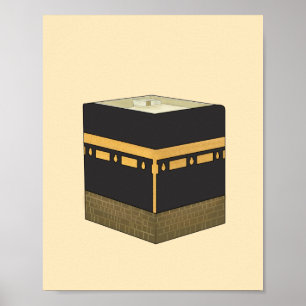 Poster Kaaba - Anglais - Chaîne d'eau - Kaabah Hand Drawn