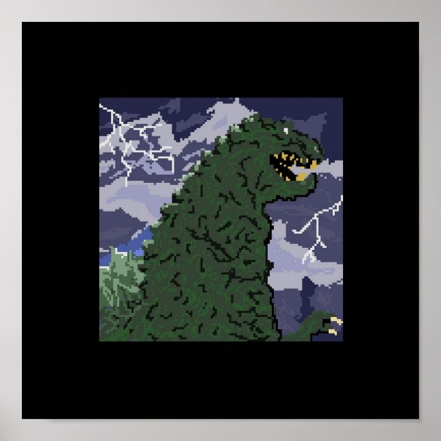 Poster Kaiju 8 bits (Devant)