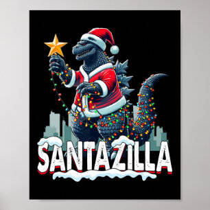 Poster Kaiju Noël Santazilla Monstre Japonais Dinosaure
