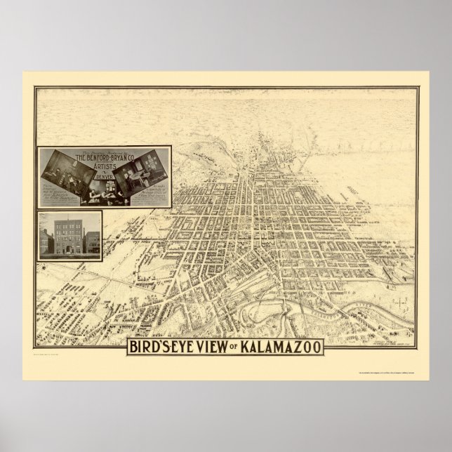 Poster Kalamazoo, MI Carte panoramique - 1908 (Devant)