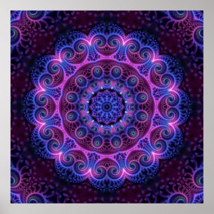 Poster Kaleidoscope Apophyse Coeurs Mandala