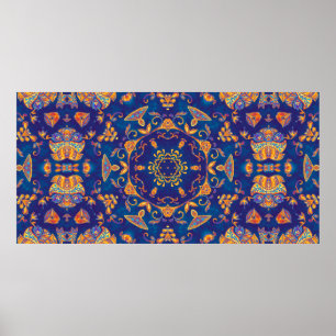 Poster Kaléidoscope couleur aquarelle mandala. Oriental