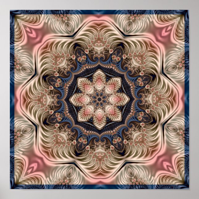 Poster Kaleidoscope de fleur fractale (Devant)