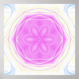 Poster Kaléidoscopique rose et crème Mandala Art
