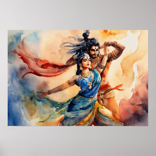 Poster Kali et Shiva Dancing pieds Peinture (Devant)
