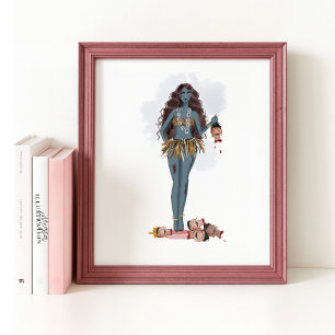 Poster Kali maa dessinée à la main, art indien