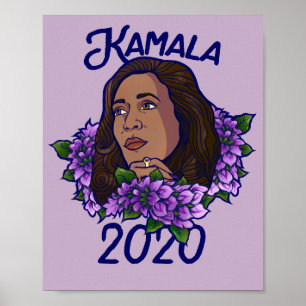 Poster Kamala 2020 Floral Violet Art
