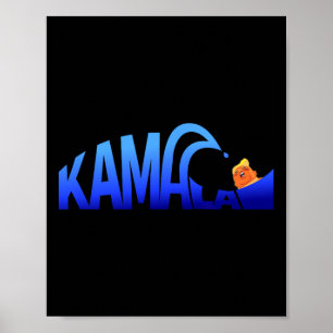 Poster Kamala Blue Wave sur Trump Harris pour président 1