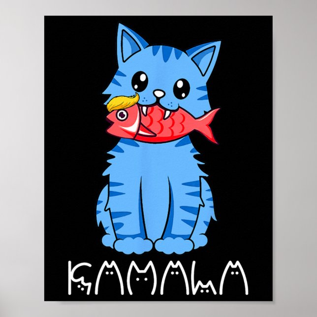 Poster Kamala Cat Mange Du Poisson Drôle Harris Trump 202 (Devant)