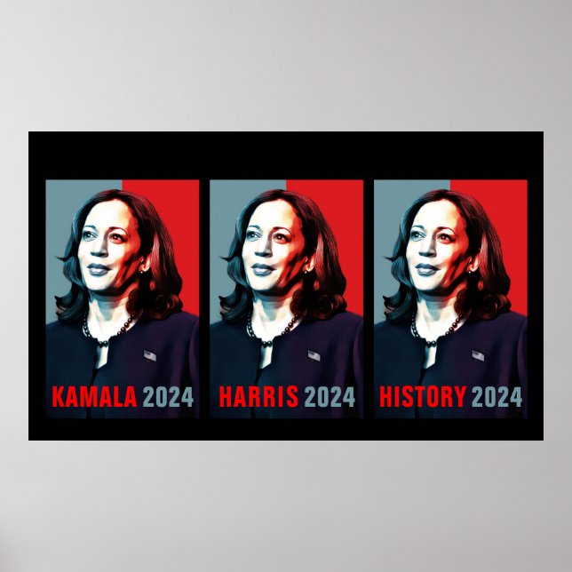 Poster Kamala Harris 2024 Pop Art Triptych History (Devant)