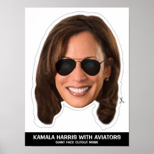 POSTER KAMALA HARRIS AVEC AVIATEURS COUPANT MASK