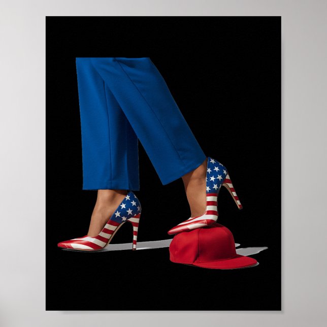 Poster Kamala Harris Avec De Hauts Talons Sur Le Casquett (Devant)