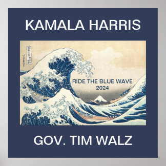 POSTER KAMALA HARRIS MARCHE LA VAGUE BLEUE 2024