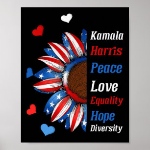 Poster Kamala Harris Peace Love Equality Hope Diversity 1