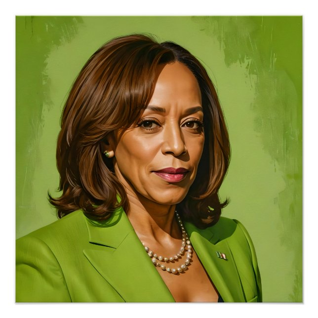 Poster Kamala Harris Portrait artistique, Version verte (Devant)