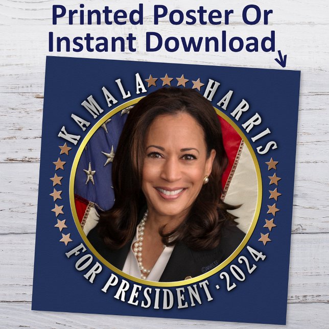 Poster Kamala Harris pour le président démocrate 2024 Pho (Créateur téléchargé)