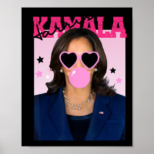 Poster Kamala Harris souffle la bulle gomme soleil rose K