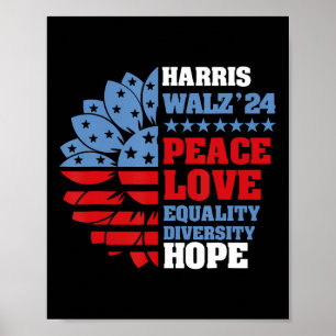 Poster Kamala Harris Tim Walz 2024 Lgbt de Paix Harris Wa