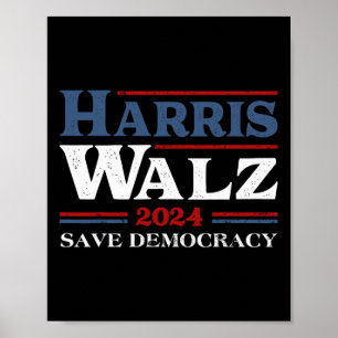 Poster Kamala Harris Waltz Élection 2024 Sauver la démocr