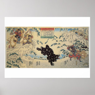 Poster Kamei Rokuro and the Black Bear in the Snow