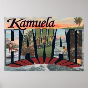Poster Kamuela, Hawaii - Scènes de grandes lettres