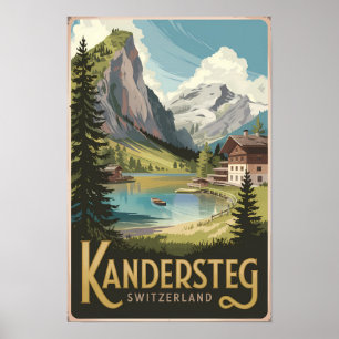 Poster Kandersteg Suisse Illustration Voyage Art