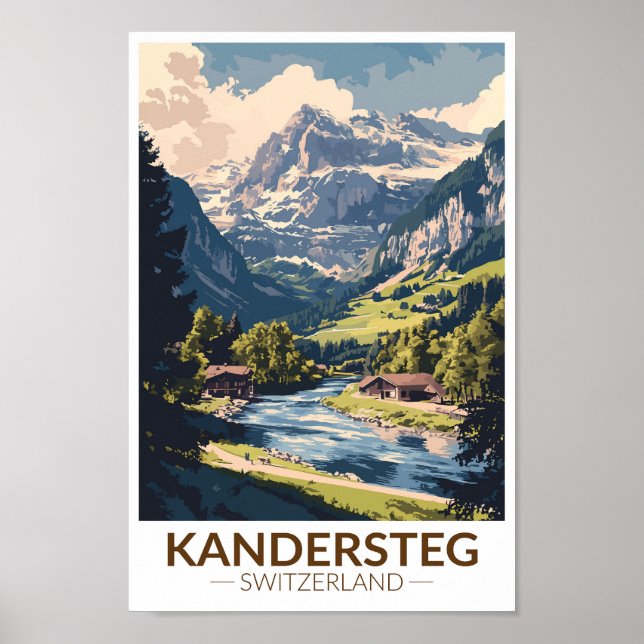 Poster Kandersteg Suisse Peinture Voyage Art Retro (Devant)