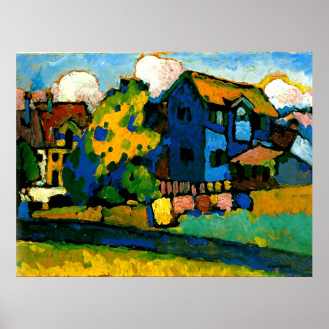 Poster Kandinsky - Blaues Haus Klein (Devant)