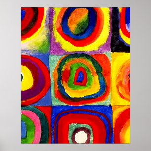 Poster Kandinsky étude de couleur carrés cercles Art