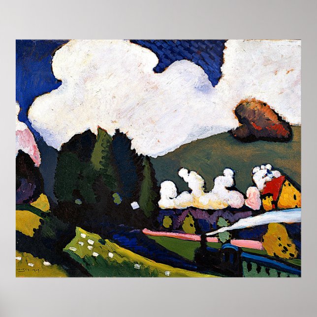 Poster Kandinsky - Landscape near Murnau with Locomotive (Devant)