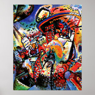 Poster Kandinsky - Moscou I, paysage urbain coloré
