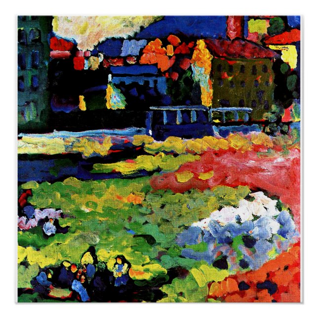 Poster Kandinsky - Munich-Schwabing avec l'église (Devant)