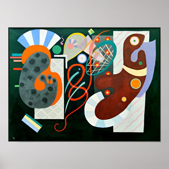 Poster Kandinsky - Noeud Rouge, art abstrait (Devant)