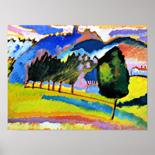 Poster Kandinsky - Paysage avec collines ondulantes (Devant)