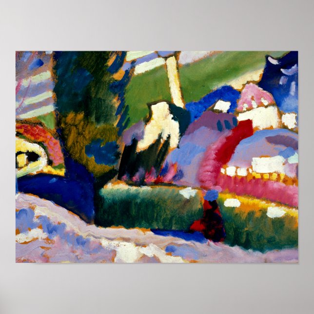 Poster Kandinsky - Paysage hivernal avec église (Devant)