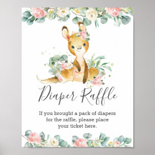 Poster Kangaroo Baby shower de verdure florale Déchets Ra