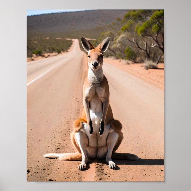 Poster Kangaroo dans l'arrière-plan (Devant)