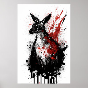 Poster Kangaroo Ink Painting